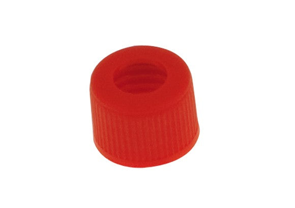 Small drilled plug for fuel tank Red